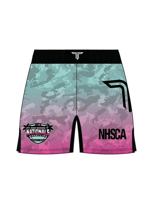 2024 NHSCA Nationals Fight Short - Pink/Teal Camo (5” Inseam)