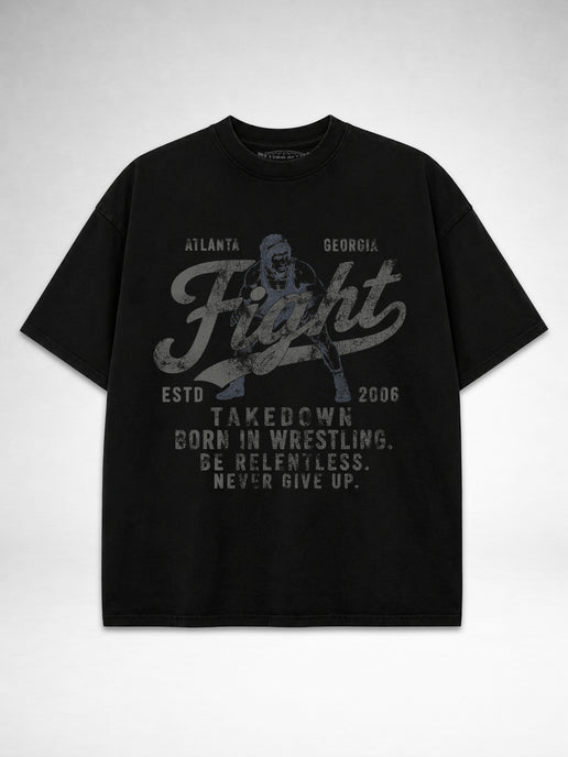 Takedown Oversized Tee - Born in Wrestling - Black