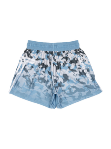 Particle Camo Women's Fight Shorts - Ice Blue (3" & 5"  Inseam)