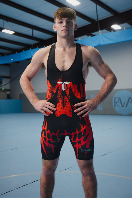 Red Thrasher Wrestling Singlet