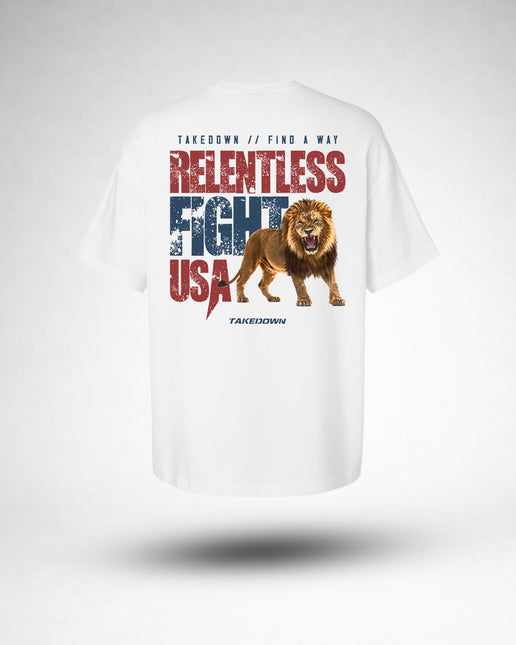 Relentless Lion Oversized Tee - White