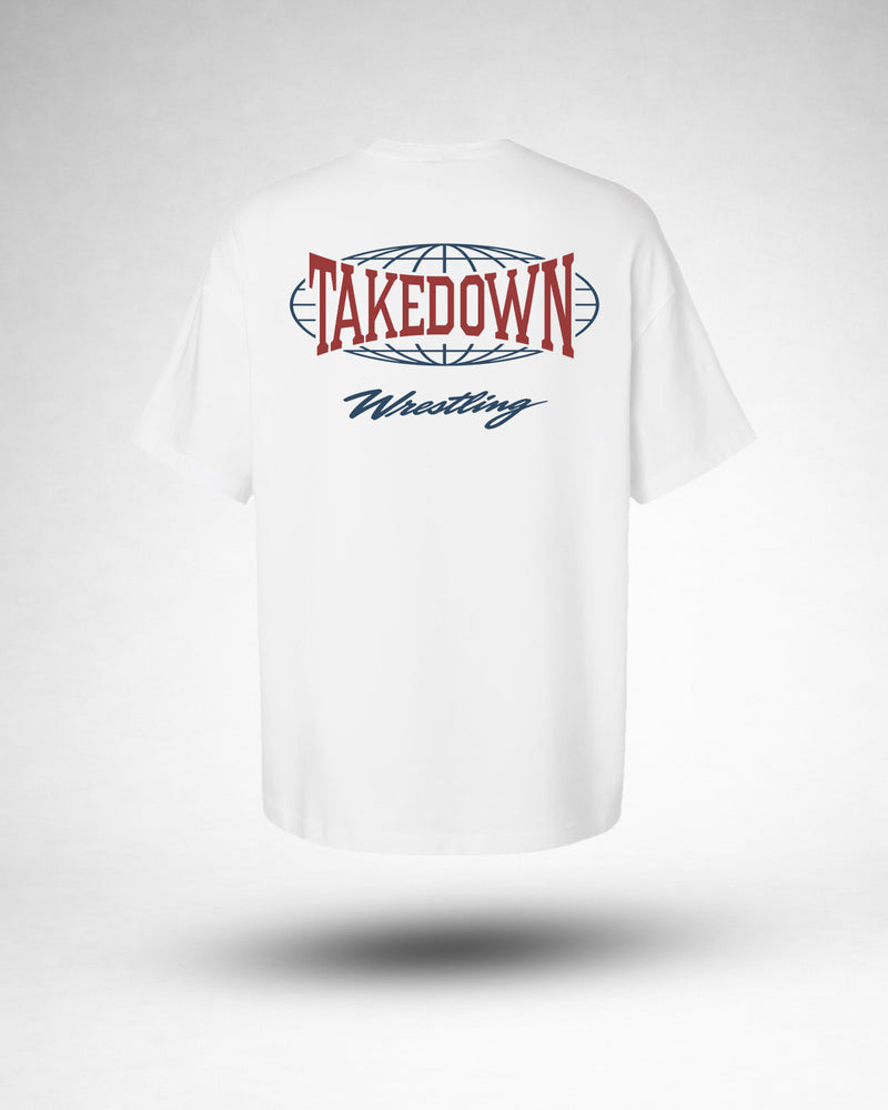 Takedown Wrestling Globe Oversized Tee - White