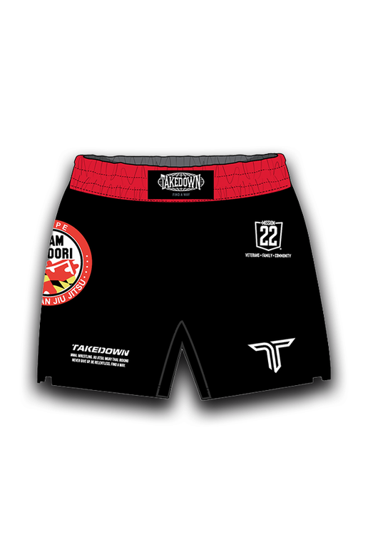 Randori Fight Shorts (5” Inseam) - Red (Black Belt)