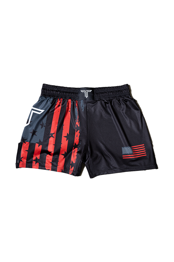 Youth Stars & Stripes Fight Shorts - Black