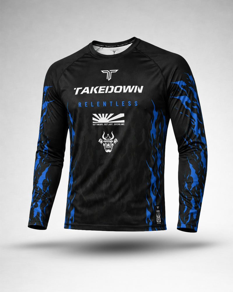 Relentless Flames Long-Sleeve Rashguard - Blue