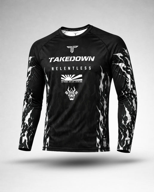 Relentless Flames Long-Sleeve Rashguard - White