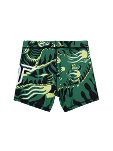 'Tiger Fight' Women's Compression Shorts - Bamboo Green (4" Inseam)