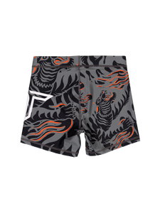 'Tiger Fight' Women's Compression Shorts - Fire Grey (4" Inseam)