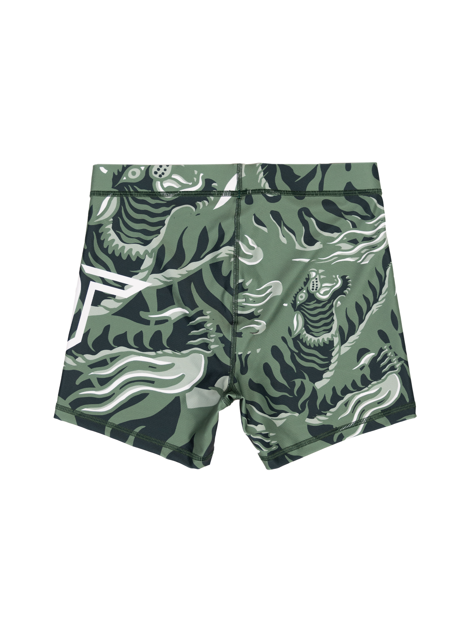 'Tiger Fight' Women's Compression Shorts - Moss Green (4" Inseam)