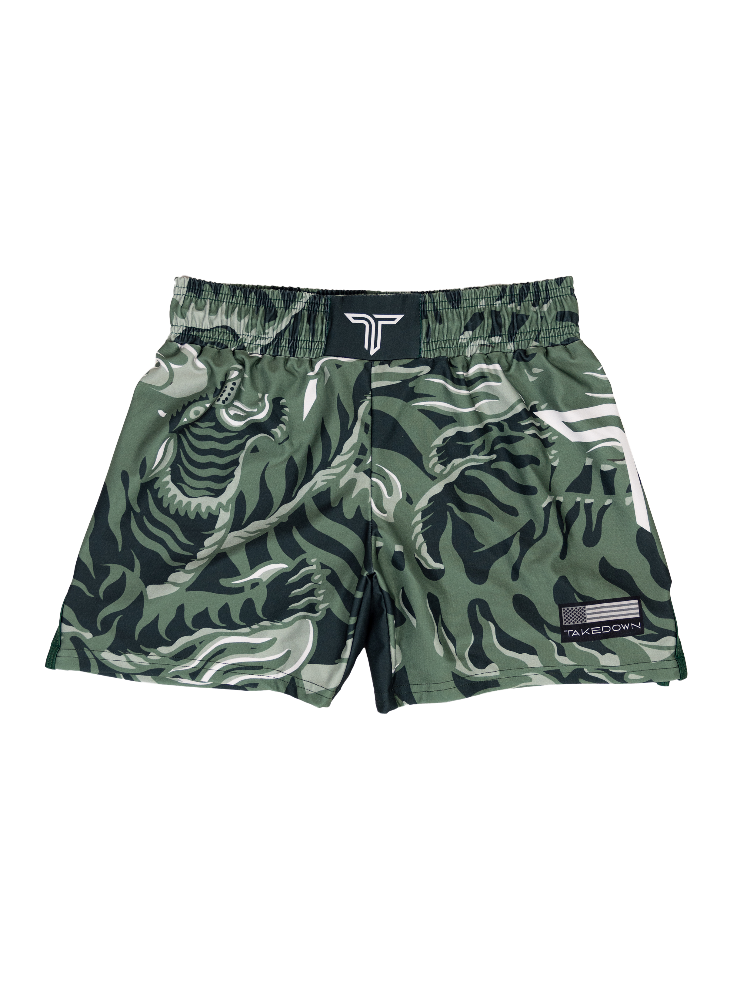 'Tiger Fight' Women's Fight Shorts - Moss Green (3