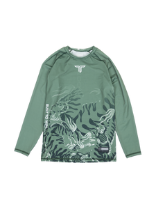 'Tiger Fight' Longsleeve Rashguard - Moss Green