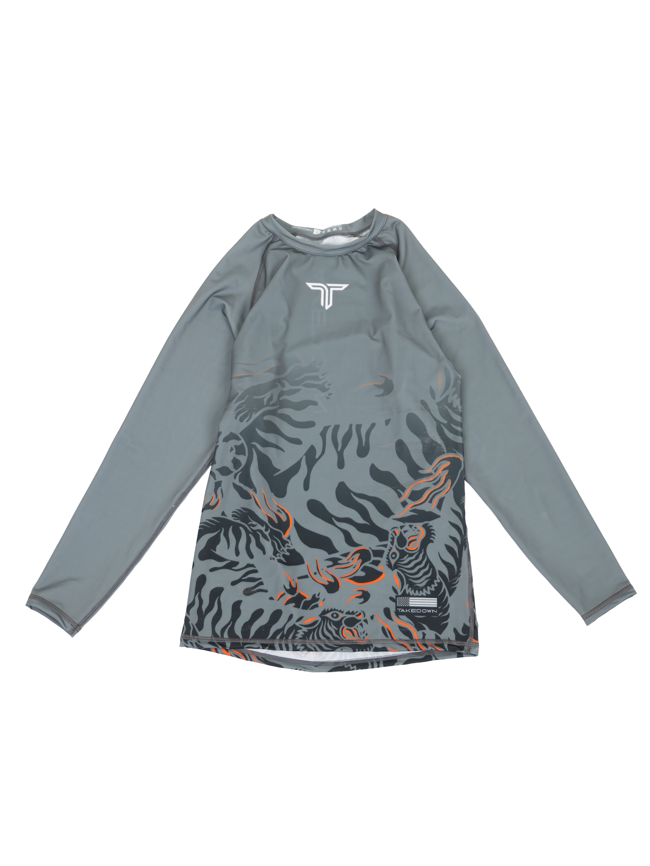 'Tiger Fight' Longsleeve Rashguard - Fire Grey