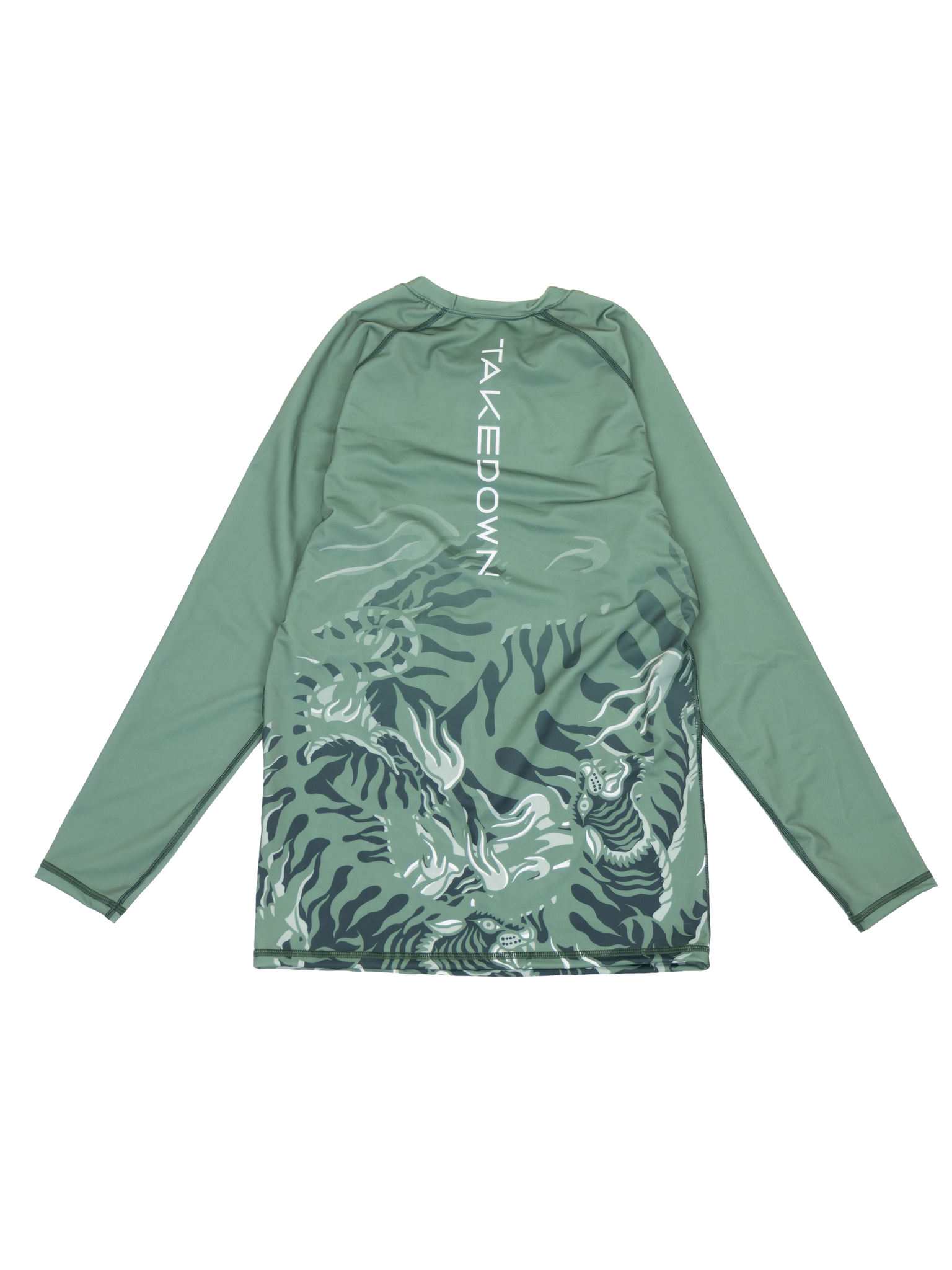 'Tiger Fight' Longsleeve Rashguard - Moss Green