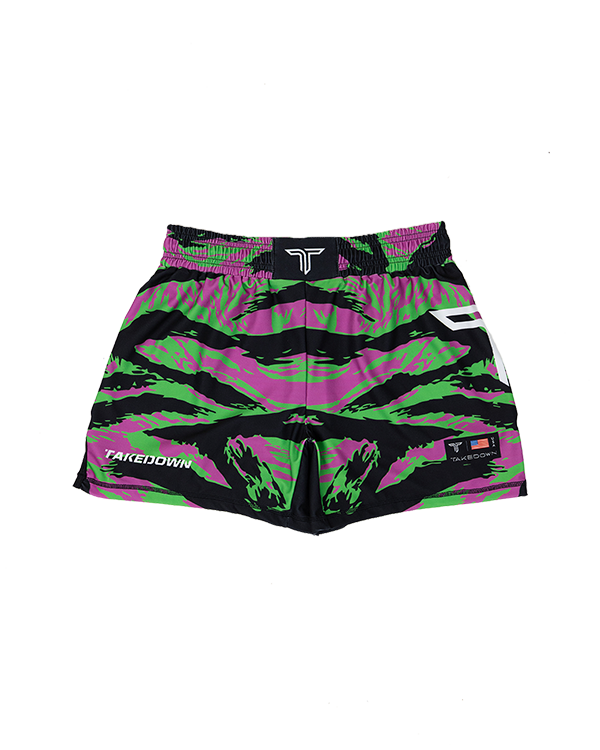 Acid Green Jungle Camo Women's Fight Shorts (3