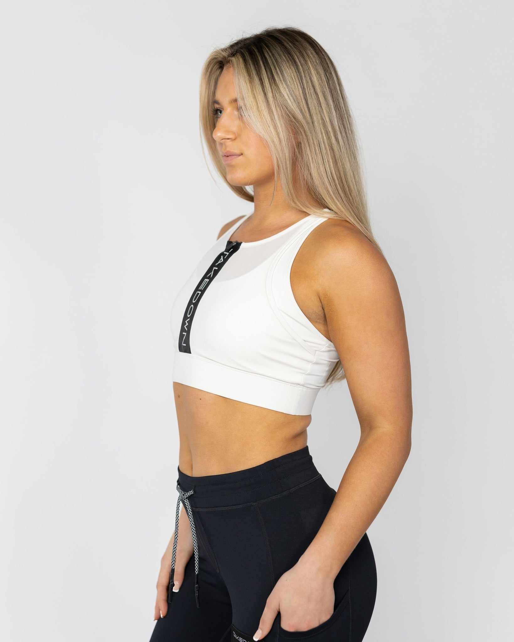 Energy Zip Sports Bra White