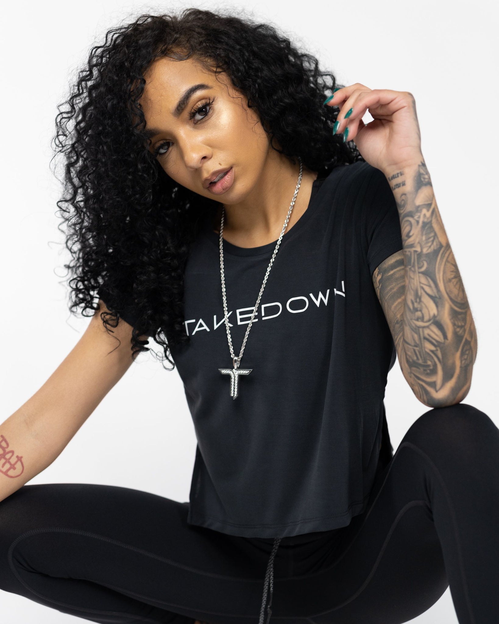 Cropped Logo Tee Black