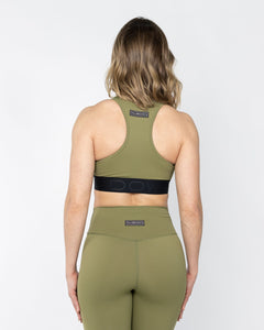 Power Tech Racerback Sports Bra Army Green