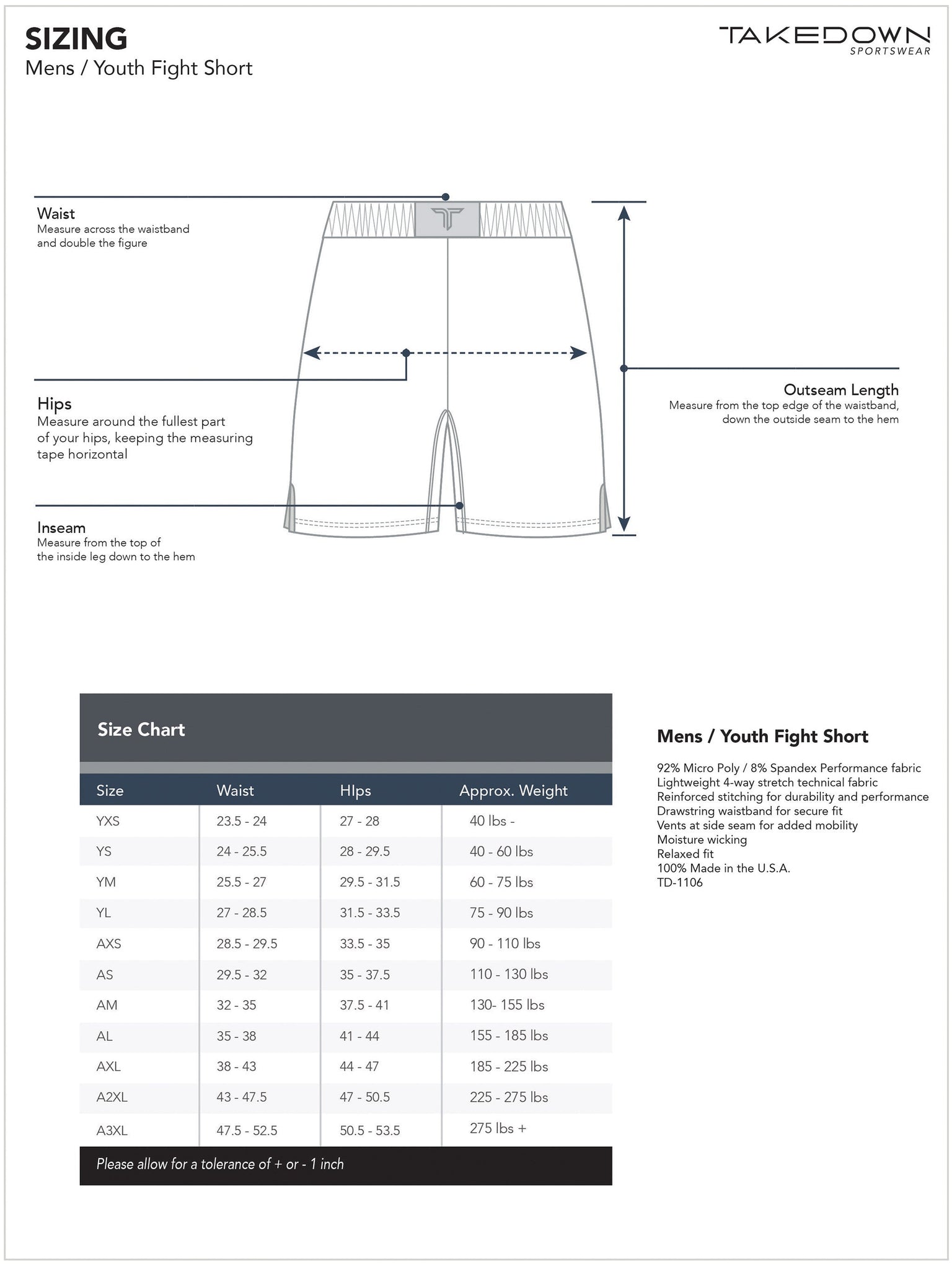 TD-FS-003 360° Custom Fight Shorts (5"&7“ Inseam)