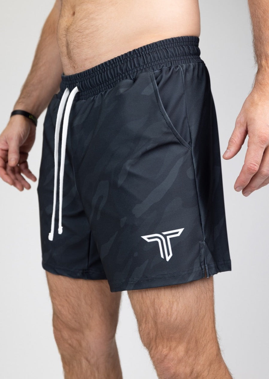 Black Ghost Camo Gym Shorts (5"&7" Inseam)