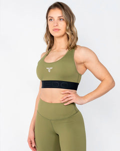 Power Tech Racerback Sports Bra Army Green