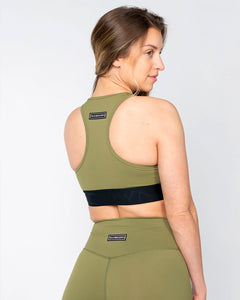 Power Tech Racerback Sports Bra Army Green