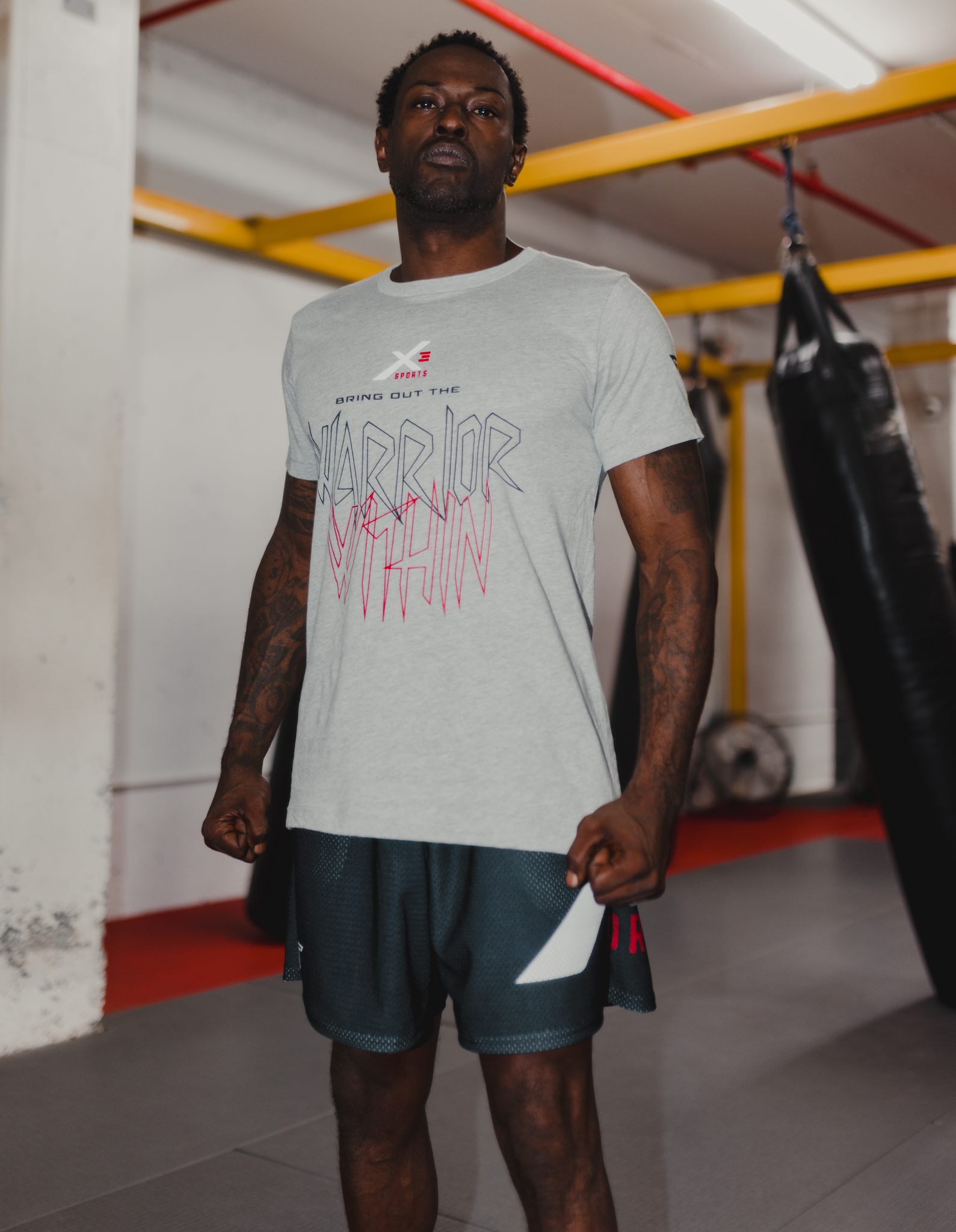 X3 Sports Warrior Graphic T Shirt - Grey
